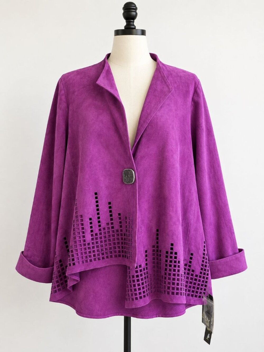 NWT Connie K Purple Faux Suede Laser Cut Jacket XL Made in USA
